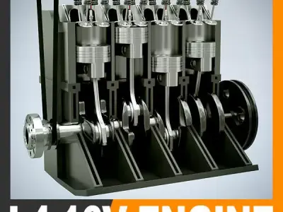 L4 16V Engine Section 3D model