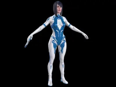 Cosmogirl humanoid robot Low-poly 3D model