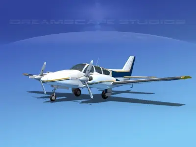 Beechcraft B55 Baron V08 3D model
