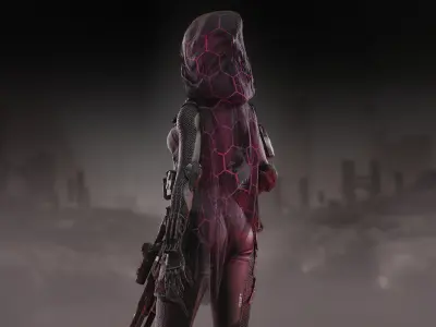 Sci Fi Sniper Girl  Low-poly 3D model