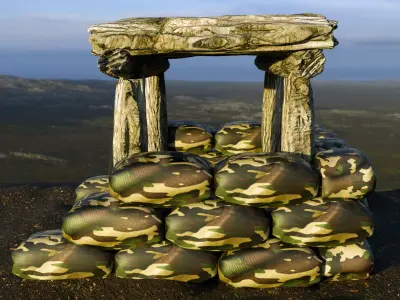 Military Army Bunker 3D Model - Blender Cycles Render Low-poly 3D model