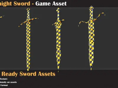 20 Knight Sword with Texture - Game Asset 3D model