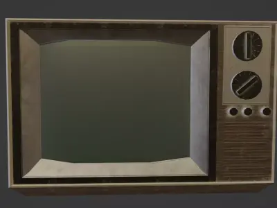Old TV - table set Low-poly 3D model