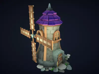 Stylized Poly Windmill Low-poly 3D model