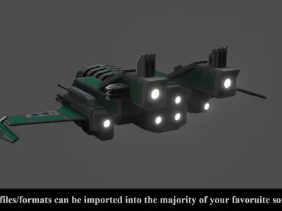 Sci-Fi  Fighter Ship v3 -  Low Poly - Game ready - PBR Low-poly 3D model