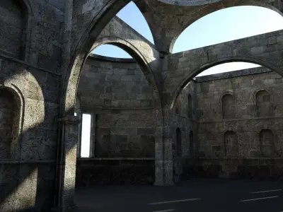 Mausoleum building with columns and arches 3D model