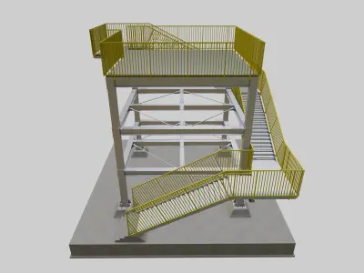 Steel Structure-Tsunami Evacuation Tower-Type-1 Free 3D model