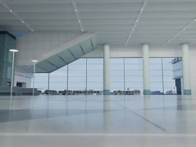 Airport from inside Low-poly 3D model