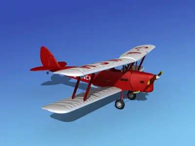 Dehavilland DH82 Tiger Moth V06 3D model