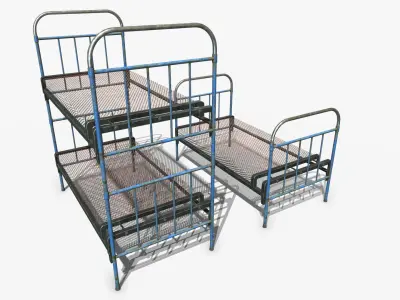 Armored old Bed  Low-poly 3D model