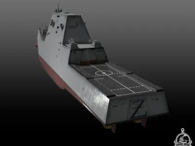 Zumwalt class Destroyer Low-poly 3D model
