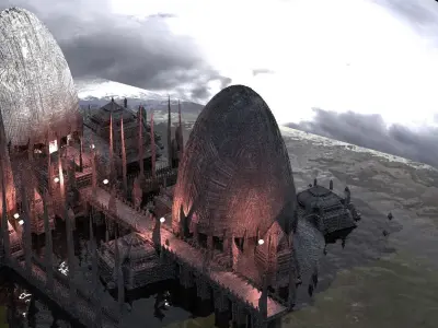 Mustafar Lava Planet Sci-Fi Structures Kit bash 3D model