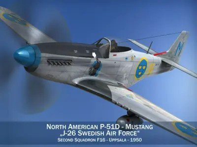 North American P-51D Mustang - Swedisch Airforce 3D model