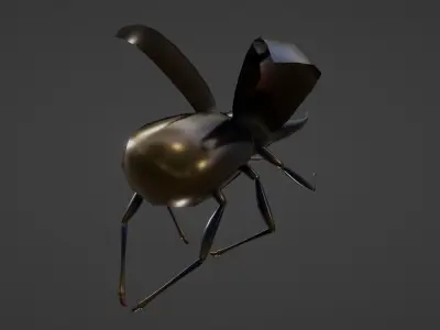 RIGED AND ANIMATED BEETLE Low-poly 3D model