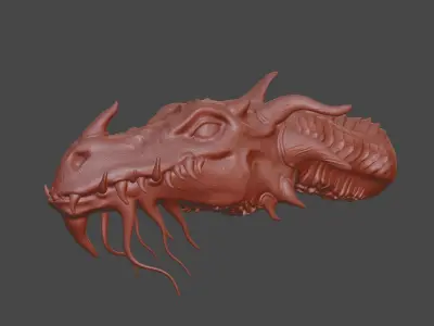 Detailed Dragons Head High Poly Free 3D model