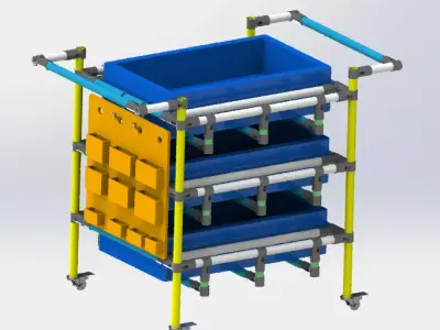 Handcart storage cart with bins 3D model