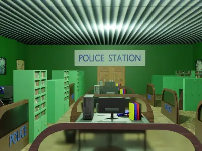 Police Station Interior Low-poly 3D model