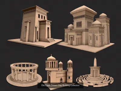 Egypt Desert Clay Utility Buildings Houses Pyramids Collection 