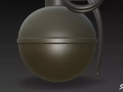 Grenade Olive 01 Low-poly 3D model