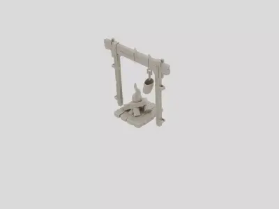Fantasy Wooden Campfire Cooking Stand for 3D print Low-poly 3D model