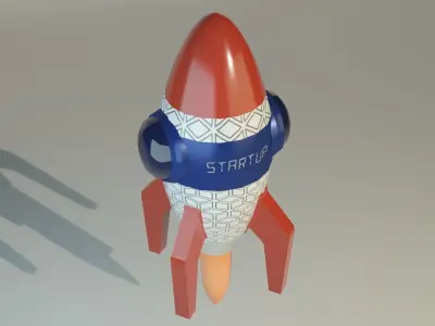 Startup rocket low poly  Low-poly 3D model