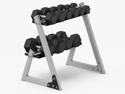 Dumbell Stand Type 02 Clean and Dirty 3D model