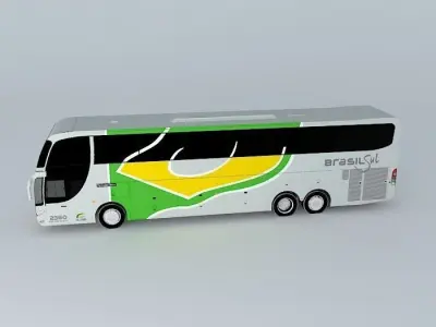 Buses bus with brazilian flag Free 3D model