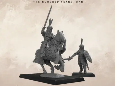 John of Luxembourg and his banner bearer at Crecy 3D print model