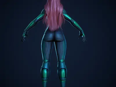 Female Futuristic Low-poly 3D model