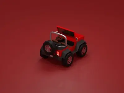 Low Poly Jeep Wrangler Low-poly 3D model