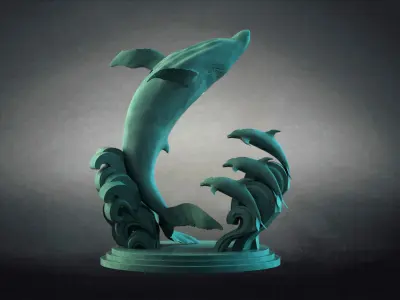 Protect the environment marine whale sculpture  3D model