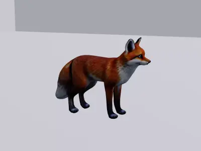 Realistic Fox low poly Low-poly 3D model