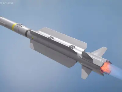 Short Range Infrared Guided Air to Air Missile Gray 3D model