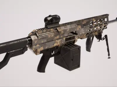 Machine Gun 1 Used Low-poly 3D model