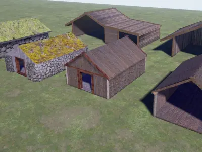 Vikings Norse reallistic architecture pack Low-poly 3D model