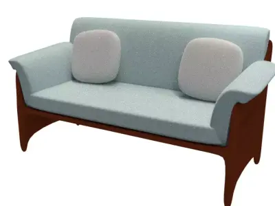 Low Poly Couch checkered ball Free low-poly 3D model