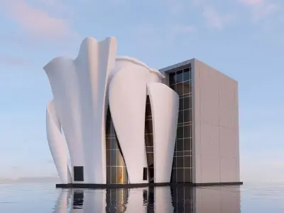Futuristic commercial building 01 3D model