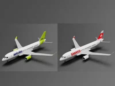 Airbus A220-300 Liveries 3D Model Collection