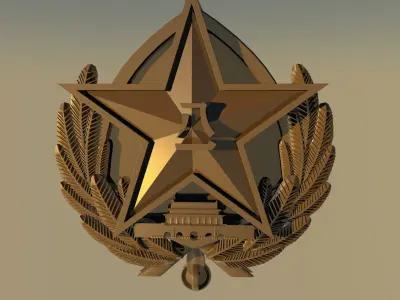 badge with star and laurel 3D model