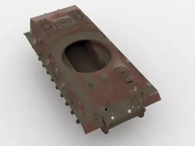 Rusting Tank wreckage Low-poly 3D model