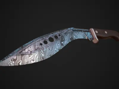  M48 Tactical Kukri With Damascus steel Low-poly 3D model