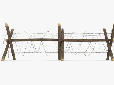 Barbed wire fence WWII Low-poly 3D model