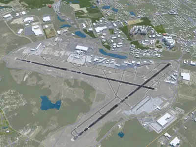 Columbia Metropolitan Airport 10km Low-poly 3D model
