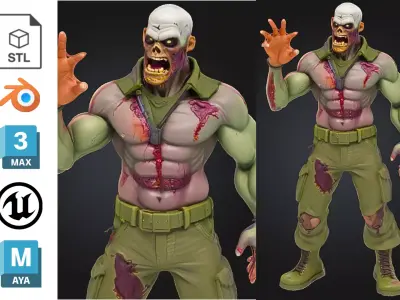 Zombie Fighter Military Gear Low-poly 3D model