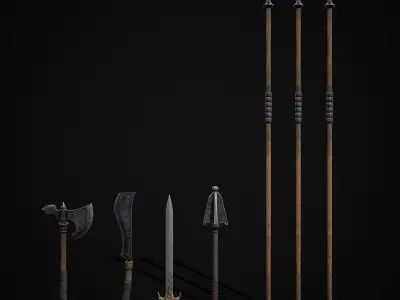 High Quality Viking Weapons Pack Low-poly 3D model