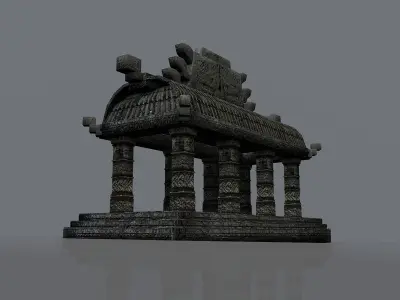 Low Poly Aztec small temple Low-poly 3D model