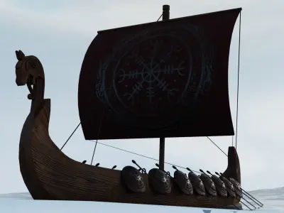 Viking Longboat Low-poly 3D model