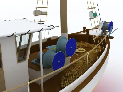 traditional fish boat Mediterranean sea 3D model