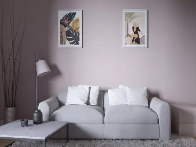 Apartments living room with walls and couch Free 3D model