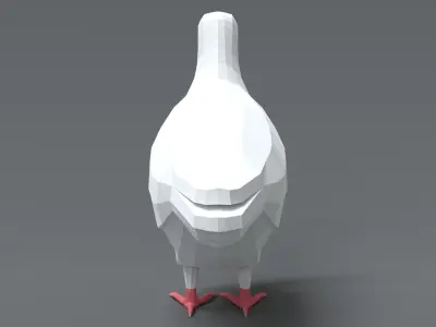 Low Poly Cartoon White Pigeon Low-poly 3D model